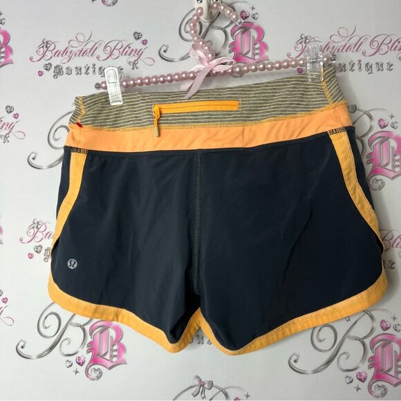 Lululemon shorts striped grey Women's Black and Orange Shorts - Picture 2 of 8